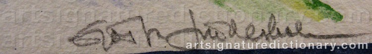 Authentic signature by Gösta LINDERHOLM on  artwork