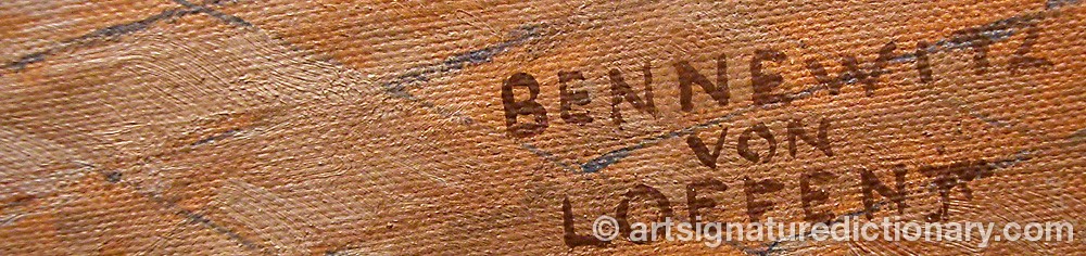 Authentic signature by Karl The Younger BENNEWITZ VON LÖFEN on  artwork