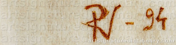 Authentic signature by (Sami Artist) RV on  artwork