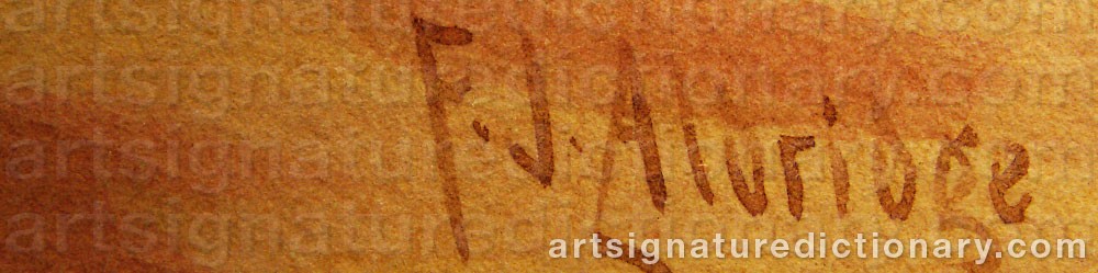 Authentic signature by Frederick James ALDRIDGE on artwork
