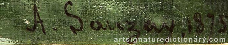 Authentic signature by Adrien Jacques SAUZAY on Painting/Watercolour artwork