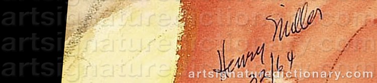 Authentic signature by Henry MILLER on  artwork