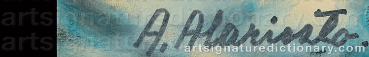 Authentic signature by Andreas ALARIESTO on artwork