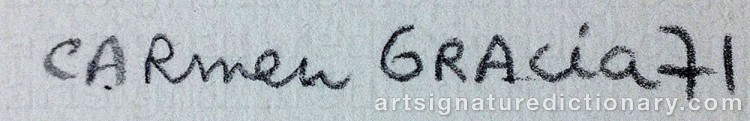 Authentic signature by Carmen GRACIA on  artwork