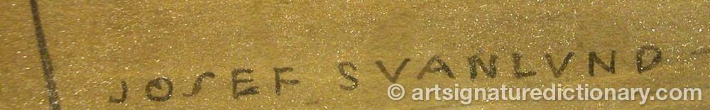 Authentic signature by Josef SVANLUND on  artwork