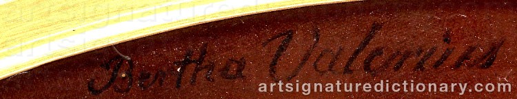 Authentic signature by Bertha VALERIUS on  artwork