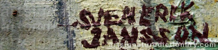 Authentic signature by Sven Erik JANSSON on  artwork