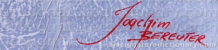 Authentic signature by Joachim BEREUTER on  artwork