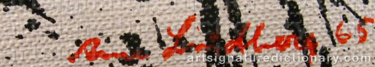 Authentic signature by Arne LINDBERG on  artwork