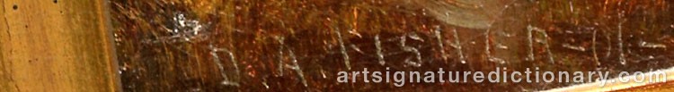 Authentic signature by D. A. FISHER on  artwork