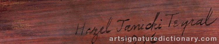 Authentic signature by Hazel JANICKI on artwork