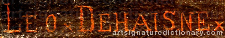 Authentic signature by Leon B. DEHAISNE on  artwork
