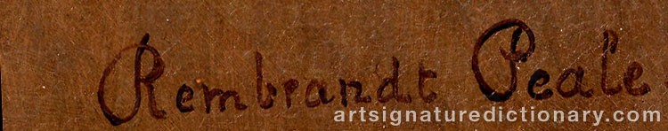 Authentic signature by Rembrandt PEALE on Painting/Watercolour artwork