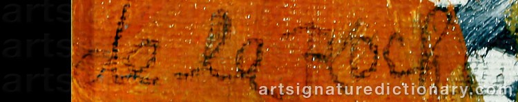 Authentic signature by Janet Ament DE LA ROCHE on  artwork