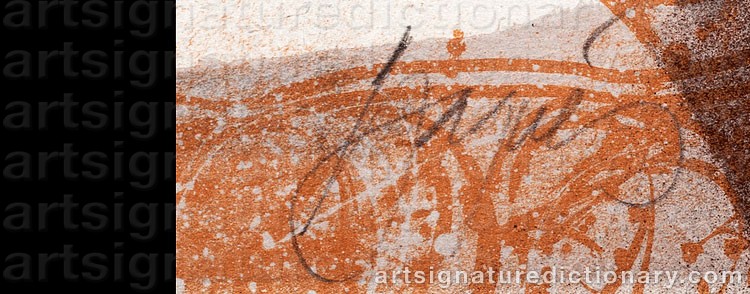 Authentic signature by Josep BAQUES on artwork