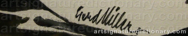 Authentic signature by Gerd MILLER on  artwork