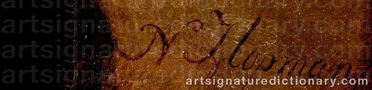Authentic signature by Nicholaas HOPMAN on  artwork