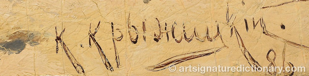 Authentic signature by Konstantin Yakovlevich KRYZHITSKY on  artwork