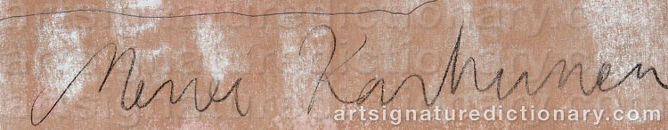 Authentic signature by Mervi KARHUNEN on  artwork