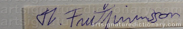 Authentic signature by Hreinn FRIDFINNSSON on  artwork