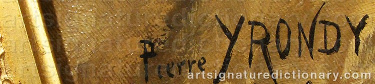 Authentic signature by Pierre YRONDY on  artwork