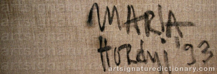 Authentic signature by Maria HORDYJ on artwork