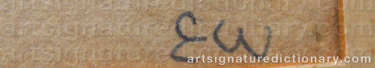 Authentic signature by Elin WÄGNER on  artwork