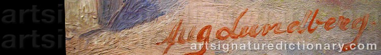 Authentic signature by August LUNDBERG on Painting/Watercolour artwork