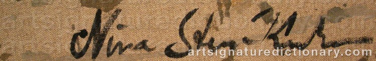 Authentic signature by Nina STEN-KNUDSEN on  artwork