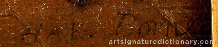Authentic signature by Heinrich Adam Elias BORNY on  artwork