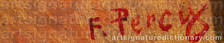 Authentic signature by F. PERCY on  artwork