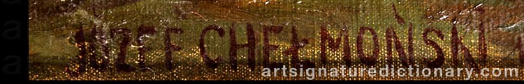 Authentic signature by Jozef CHELMONSKI on Painting/Watercolour artwork