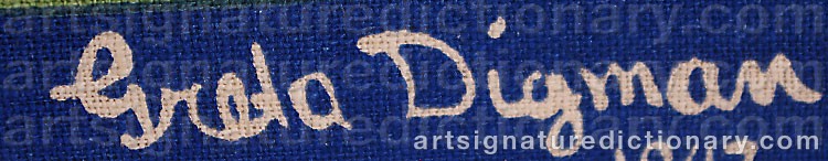 Authentic signature by Greta DIGMAN on artwork