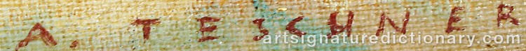 Authentic signature by Alexander TESCHNER on  artwork