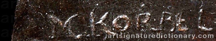 Authentic signature by Mario Joseph KORBEL on Sculpture artwork
