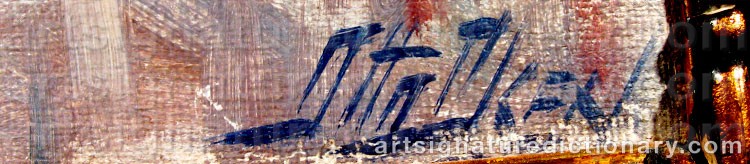 Authentic signature by Otto OLSEN on artwork