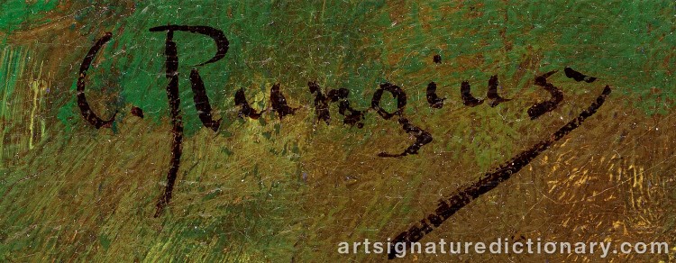 Authentic signature by Carl Clemens Moritz RUNGIUS on Painting/Watercolour artwork