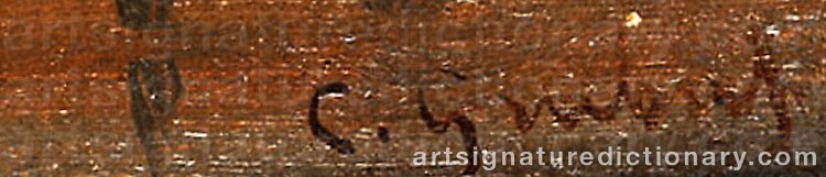 Authentic signature by Carlo GRUBACS on  artwork