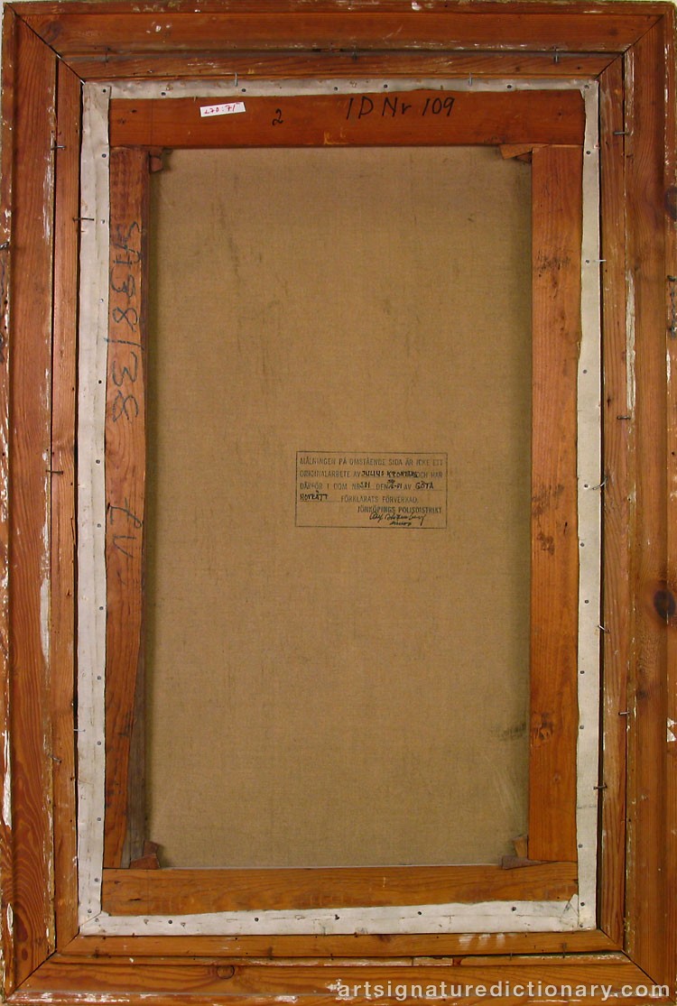 Close-up details showing Julius KRONBERG signature forgery characteristics