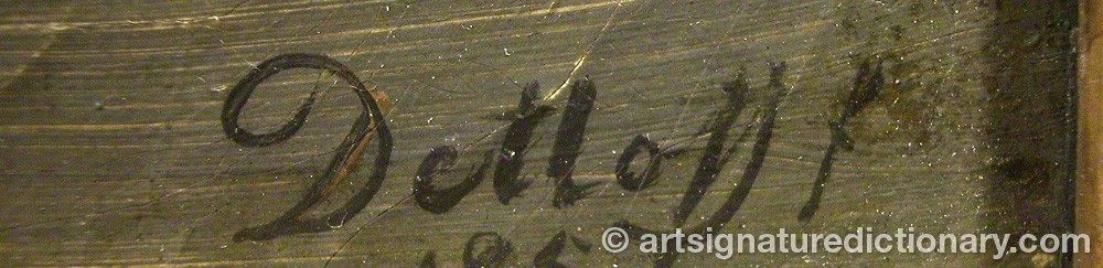 Authentic signature by Carl Eduard DETTLOFF on  artwork