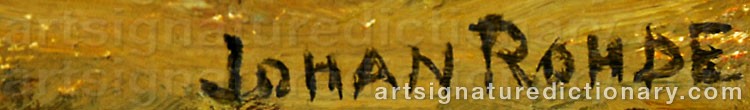 Authentic signature by Johan ROHDE on  artwork