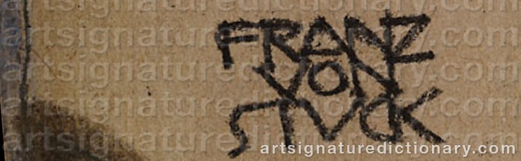 Authentic signature by Franz Von STUCK on  artwork