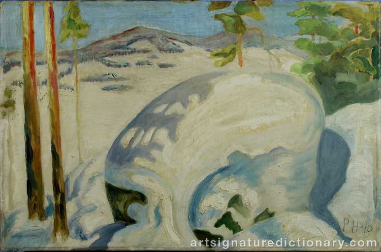 Close-up details showing Pekka HALONEN signature forgery characteristics