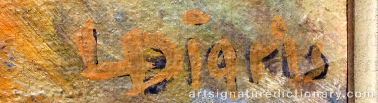 Authentic signature by Leonard DIGRIS on Painting/Watercolour artwork