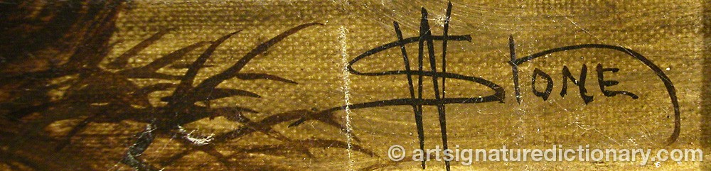 Authentic signature by W. STONE on  artwork