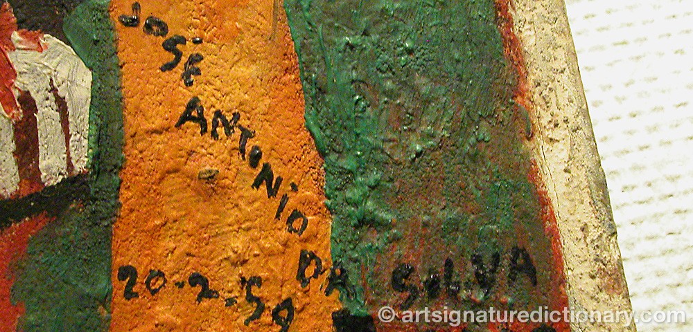 Authentic signature by Jose ANTONIO DA SILVA on  artwork