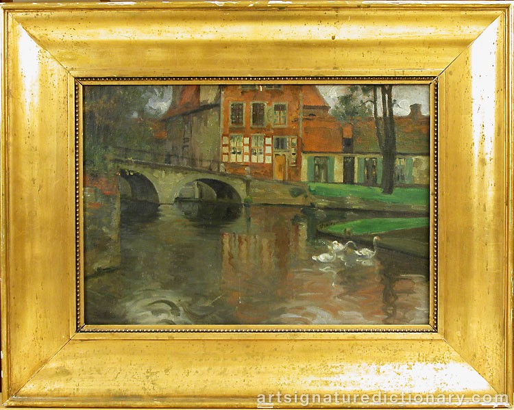 Close-up details showing Frits THAULOW signature forgery characteristics