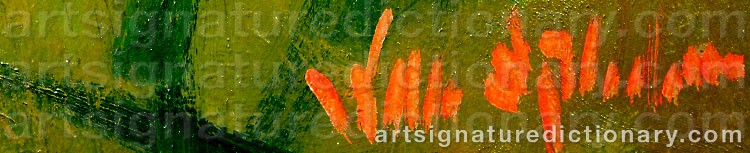 Authentic signature by Wilhelm ‘Wille’ SJÖHOLM on  artwork