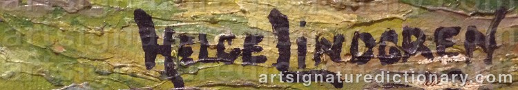 Authentic signature by Helge LINDGREN on  artwork