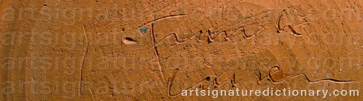 Authentic signature by Frank LARSEN on  artwork